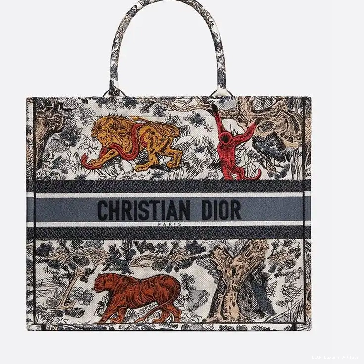 Jouy Dior Tote Motif Tiger De Canvas Book Toile 0513 Luxury